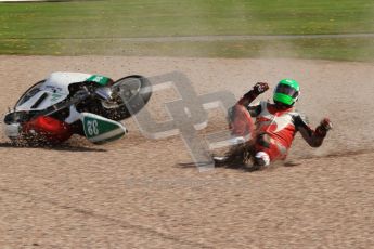 © Octane Photographic Ltd. Wirral 100, 28th April 2012. 250ccGP, Formula 400 and Minitwins, qualifying race. Steve Green drops his Honda 250 whilst leading the Qualifying race. Digital ref : 0303cb7d8945
