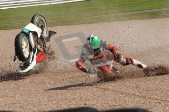 © Octane Photographic Ltd. Wirral 100, 28th April 2012. 250ccGP, Formula 400 and Minitwins, qualifying race. Steve Green drops his Honda 250 whilst leading the Qualifying race. Digital ref : 0303cb7d8947