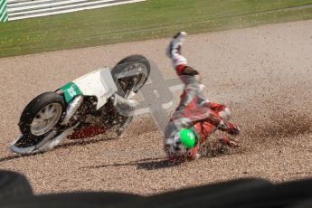 © Octane Photographic Ltd. Wirral 100, 28th April 2012. 250ccGP, Formula 400 and Minitwins, qualifying race. Steve Green drops his Honda 250 whilst leading the Qualifying race. Digital ref : 0303cb7d8948