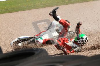 © Octane Photographic Ltd. Wirral 100, 28th April 2012. 250ccGP, Formula 400 and Minitwins, qualifying race. Steve Green drops his Honda 250 whilst leading the Qualifying race. Digital ref : 0303cb7d8949