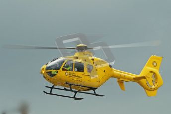 © Octane Photographic Ltd. Wirral 100, 28th April 2012. Forgotten era and Pre-Injection. Medical helicopter arrival.  Digital ref : 0309cb1d5376