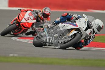 © Octane Photographic Ltd. World Superbike Championship – Silverstone, 1st Free Practice. Friday 3rd August 2012. Leon Haslam - BMW S1000 RR - BMW Motorrad Motorsport and Max Biaggi - Aprillia RSV4 Factory - Aprillia Racing Team.  Digital Ref : 0443cb1d0171