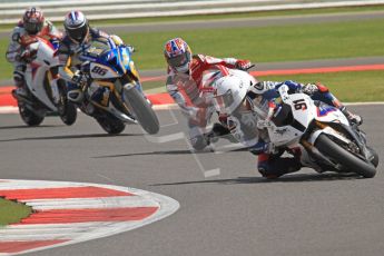 © Octane Photographic Ltd. World Superbike Championship – Silverstone, 2nd Free Practice. Saturday 4th August 2012. Leon Haslam leading the pack through Vale - BMW S1000 RR - BMW Motorrad Motorsport. Digital Ref : 0446cb7d1684