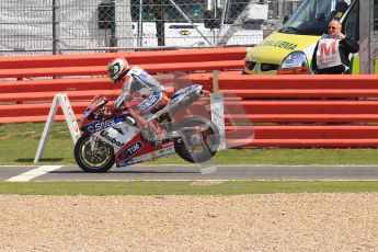 © Octane Photographic Ltd. World Superbike Championship – Silverstone, 2nd Free Practice. Saturday 4th August 2012. Davide Giugliano testing his brakes at the pit lane speed limit line. Digital Ref : 0446cb7d1713
