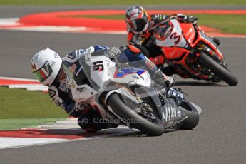 © Octane Photographic Ltd. World Superbike Championship – Silverstone, 2nd Free Practice. Saturday 4th August 2012. Leon Haslam - BMW S1000 RR - BMW Motorrad Motorsport and Max Biaggi. Digital Ref : 0446cb7d1786