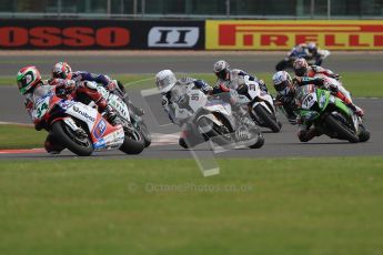 © Octane Photographic Ltd. World Superbike Championship – Silverstone, 2nd Qualifying Practice. Saturday 4th August 2012. The pack heads into Luffield at the start of the session. Digital Ref : 0445cb7d1404