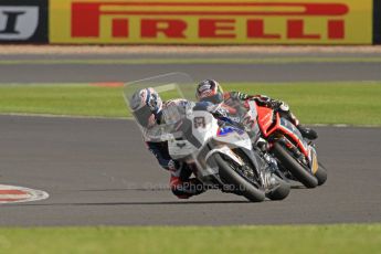 © Octane Photographic Ltd. World Superbike Championship – Silverstone, 2nd Qualifying Practice. Saturday 4th August 2012. Marco Melandri - BMW S1000R and Max Biaggi - Aprillia RSV4 Factory - Aprillia Racing Team. Digital Ref : 0445cb7d1505