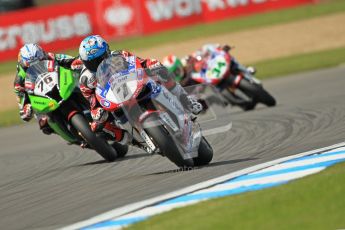 © Octane Photographic Ltd. 2012 World Superbike Championship – European GP – Donington Park. Friday 11th May 2012. WSBK Free Practice. Carlos Checa - Ducati 1098R and Loris Baz - Kawasaki ZX-10R. Digital Ref : 0328cb1d2602