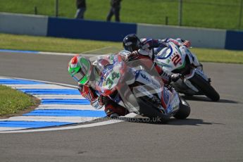 © Octane Photographic Ltd. 2012 World Superbike Championship – European GP – Donington Park. Saturday 12th May 2012. WSBK Saturday Qualifying practice. Davide Giugliano and Leon Camier. Digital Ref : 0332lw7d4999