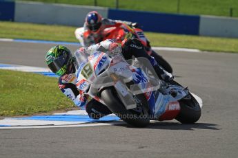 © Octane Photographic Ltd. 2012 World Superbike Championship – European GP – Donington Park. Saturday 12th May 2012. WSBK Saturday Qualifying practice. Chaz Davies and Mark Aitchison. Digital Ref : 0332lw7d5004