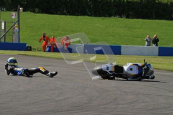 © Octane Photographic Ltd. 2012 World Superbike Championship – European GP – Donington Park. Saturday 12th May 2012. WSBK Saturday Qualifying practice. Michel Fabrizio takes a low side tumble at the Melbourne hairpin.  Digital Ref : 0332lw7d5044