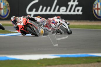 © Octane Photographic Ltd 2012. World Superbike Championship – European GP – Donington Park, Sunday 13th May 2012. Race 1. Max Biaggi and Jonathan Rea. Digital Ref : 0335cb1d5125