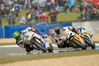 © Octane Photographic Ltd 2012. World Superbike Championship – European GP – Donington Park, Sunday 13th May 2012. Race 1. Chaz Davies and Maxime Berger. Digital Ref : 0335cb1d5339