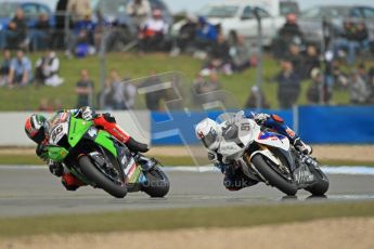 © Octane Photographic Ltd 2012. World Superbike Championship – European GP – Donington Park, Sunday 13th May 2012. Race 1. Tom Sykes and Loen Haslam. Digital Ref : 0335cb1d5388