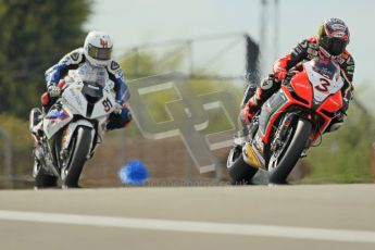 © Octane Photographic Ltd 2012. World Superbike Championship – European GP – Donington Park, Sunday 13th May 2012. Race 2. Max Biaggi and Leon Haslam. Digital Ref : 0337cb1d5546