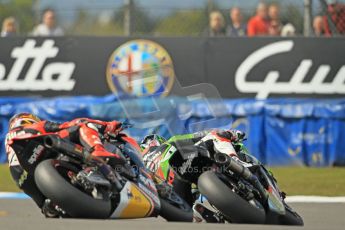 © Octane Photographic Ltd 2012. World Superbike Championship – European GP – Donington Park, Sunday 13th May 2012. Race 2. Tom Sykes and Max Biaggi. Digital Ref : 0337cb1d5601