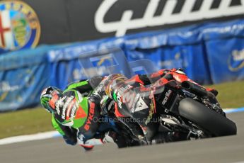 © Octane Photographic Ltd 2012. World Superbike Championship – European GP – Donington Park, Sunday 13th May 2012. Race 2. Tom Sykes and Max Biaggi. Digital Ref : 0337cb1d5604