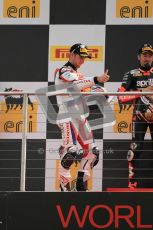 © Octane Photographic Ltd 2012. World Superbike Championship – European GP – Donington Park, Sunday 13th May 2012. Race 2. Jonathan Rea celebrates as he takes the top step on the podium. Digital Ref : 0337cb1d5953