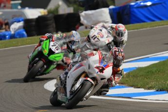 © Octane Photographic Ltd 2012. World Superbike Championship – European GP – Donington Park, Sunday 13th May 2012. Race 2. Hiroshi Aoyama, Loris Baz and Lorenzo Zanetti. Digital Ref : 0337lw7d7850