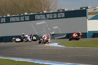 © Octane Photographic Ltd 2012. World Superbike Championship – European GP – Donington Park, Sunday 13th May 2012. Race 2. Jonathan Rea nips though to take the win as Leon Haslam and Marco Melandri crash on the last corner of the last lap whilst running 1-2. Digital Ref : 0337lw7d8427