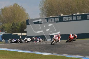 © Octane Photographic Ltd 2012. World Superbike Championship – European GP – Donington Park, Sunday 13th May 2012. Race 2. Jonathan Rea nips though to take the win as Leon Haslam and Marco Melandri crash on the last corner of the last lap whilst running 1-2. Digital Ref : 0337lw7d8433