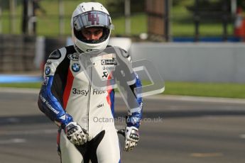 © Octane Photographic Ltd 2012. World Superbike Championship – European GP – Donington Park, Sunday 13th May 2012. Leon Haslam is not impressed after having been taken off on the final corner of the final race whilst leading. Race 2. Digital Ref : 0337lw7d8568