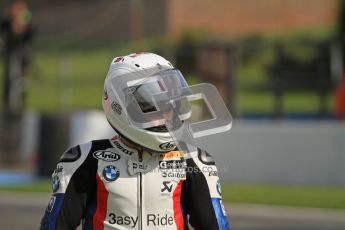 © Octane Photographic Ltd 2012. World Superbike Championship – European GP – Donington Park, Sunday 13th May 2012. Race 2. Leon Haslam is not impressed after having been taken off on the final corner of the final race whilst leading. Digital Ref : 0337lw7d8586