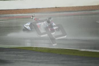 © Octane Photographic Ltd. World Superbike Championship – Silverstone, Race 2. Sunday 5th August 2012. Carlos Checa drops his bike on standing water heading into Club corner - Ducati 1098R - Althea Racing. Digital Ref :