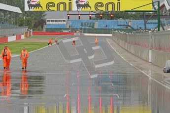 © Octane Photographic Ltd. World Superbike Championship – Silverstone, Race 2. Sunday 5th August 2012. Standing water on the start/finish line after the race was red flagged. Digital Ref :