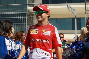World © Octane Photographic Ltd. F1 USA GP, Austin, Texas, Circuit of the Americas (COTA), Sunday 17th November 2013 - Drivers' parade. Scuderia Ferrari F138 - Felipe Massa. Digital Ref : 0860lw1d2326