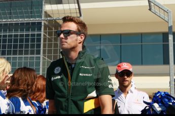 World © Octane Photographic Ltd. F1 USA GP, Austin, Texas, Circuit of the Americas (COTA), Sunday 17th November 2013 - Drivers' parade. Caterham F1 Team CT03 - Giedo van der Garde. Digital Ref : 0860lw1d2334
