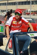 World © Octane Photographic Ltd. F1 USA GP, Austin, Texas, Circuit of the Americas (COTA), Sunday 17th November 2013 - Drivers' parade. Scuderia Ferrari F138 - Felipe Massa. Digital Ref : 0860lw1d2435
