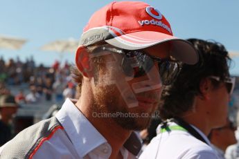World © Octane Photographic Ltd. F1 USA GP, Austin, Texas, Circuit of the Americas (COTA), Sunday 17th November 2013 - Drivers' parade. Vodafone McLaren Mercedes MP4/28 - Jenson Button. Digital Ref : 0860lw1d2503