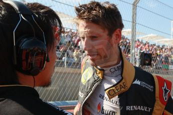 World © Octane Photographic Ltd. F1 USA GP, Austin, Texas, Circuit of the Americas (COTA), Sunday 17th November 2013 - Grid. Lotus F1 Team E21 - Romain Grosjean. Digital Ref : 0860lw1d2643