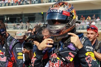 World © Octane Photographic Ltd. F1 USA GP, Austin, Texas, Circuit of the Americas (COTA), Sunday 17th November 2013 - Grid. Infiniti Red Bull Racing RB9 - Sebastian Vettel. Digital Ref : 0860lw1d2661