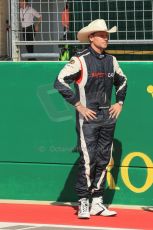 World © Octane Photographic Ltd. F1 USA GP, Austin, Texas, Circuit of the Americas (COTA), Sunday 17th November 2013 - Grid. Mercedes AMG SLS Safety car driver Bernd Maylander with white US GP hat. Digital Ref : 0860lw1d5847