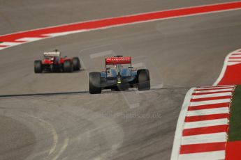 World © Octane Photographic Ltd. F1 USA GP, Austin, Texas, Circuit of the Americas (COTA), Sunday 17th November 2013 - Race. Scuderia Ferrari F138 - Felipe Massa and Vodafone McLaren Mercedes MP4/28 - Jenson Button. Digital Ref : 0861lw1d2730