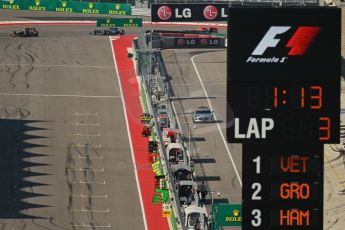 World © Octane Photographic Ltd. F1 USA GP, Austin, Texas, Circuit of the Americas (COTA), Sunday 17th November 2013 - Race. The Mercedes AMG SLS Safety car Returns to the pits. Digital Ref : 0861lw1d2801