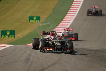 World © Octane Photographic Ltd. F1 USA GP, Austin, Texas, Circuit of the Americas (COTA), Sunday 17th November 2013 - Race. Lotus F1 Team E21 – Heikki Kovalainen, Scuderia Ferrari F138 - Felipe Massa and Vodafone McLaren Mercedes MP4/28 - Jenson Button. Digital Ref : 0861lw1d2847