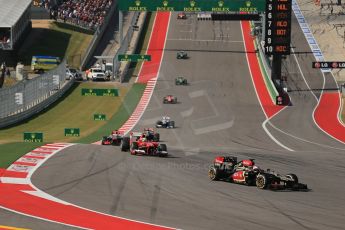 World © Octane Photographic Ltd. F1 USA GP, Austin, Texas, Circuit of the Americas (COTA), Sunday 17th November 2013 - Race. Lotus F1 Team E21 – Heikki Kovalainen, Scuderia Ferrari F138 - Felipe Massa and Vodafone McLaren Mercedes MP4/28 - Jenson Button. Digital Ref : 0861lw1d5977