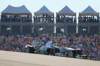 World © Octane Photographic Ltd. F1 USA GP, Austin, Texas, Circuit of the Americas (COTA), Sunday 17th November 2013 - Race. Mercedes AMG Petronas F1 W04 - Nico Rosberg. Digital Ref : 0861lw1d6008