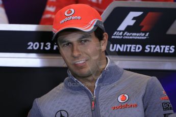 World © Octane Photographic Ltd. USA F1 Grand Prix, Austin, Texas, Circuit of the Americas (COTA). FIA Press Conference, Thursday 14th November 2013. Sergio Perez – Vodafone McLaren Mercedes.Digital Ref : 0851lw1d2340