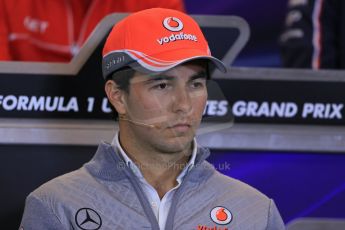 World © Octane Photographic Ltd. USA F1 Grand Prix, Austin, Texas, Circuit of the Americas (COTA). FIA Press Conference, Thursday 14th November 2013. Sergio Perez – Vodafone McLaren Mercedes.Digital Ref : 0851lw1d2520