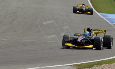 World © Octane Photographic Ltd./Carl Jones. Saturday August 31st 2013, AutoGP free practice, Donington Park, Narain Karthikeyan, Super Nova - Vittorio Ghirell and Narain Karthikeyan. Digital Ref : 0802cj1d1006