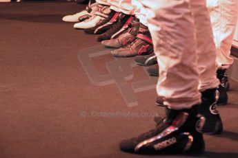 World © Octane Photographic Ltd./Carl Jones. January 10th 2013. Autosport International. 2012 Autosport McLaren BRDC Young Driver finalists, Josh Webster, Melville McKee, Jordan King, Josh Hill, Jack Hawksworth and winner Jake Dennis. Digital ref :