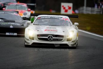 World © Octane Photographic Ltd. Avon Tyres British GT Championship. Monday 1st April 2013 Oulton Park – Race 1. Mercedes-Benz SLS AMG GT3 – Fortec Motorsports – Benjo Hetherington, Ollie Hancock AND Ferrari 458 Italia – Vita4One Team Italy – Matteo Bobbi, Jay Palmer. Digtal Ref : 0623ce1d8606