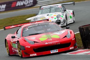 World © Octane Photographic Ltd. Avon Tyres British GT Championship. Monday 1st April 2013 Oulton Park – Race 2. Ferrari 458 Italia – Rosso Verde – Hector Lester, Allan Simonsen. Digital Ref : 0625ce1d9617