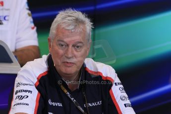 World © Octane Photographic Ltd. F1 Belgian GP - Spa - Francorchamps. Friday 23rd August 2013. FIA Friday Press Conference. Pat Symonds - Williams chief technical officer. Digital Ref : 0789lw1d8064