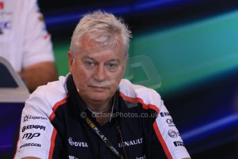 World © Octane Photographic Ltd. F1 Belgian GP - Spa - Francorchamps. Friday 23rd August 2013. FIA Friday Press Conference. Pat Symonds - Williams chief technical officer. Digital Ref : 0789lw1d8068