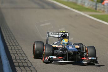 World © Octane Photographic Ltd. F1 Belgian GP - Spa - Francorchamps. Friday 23rd August 2013. Practice 2. Sauber C32 - Esteban Gutierrez. Digital Ref : 0787lw1d7577